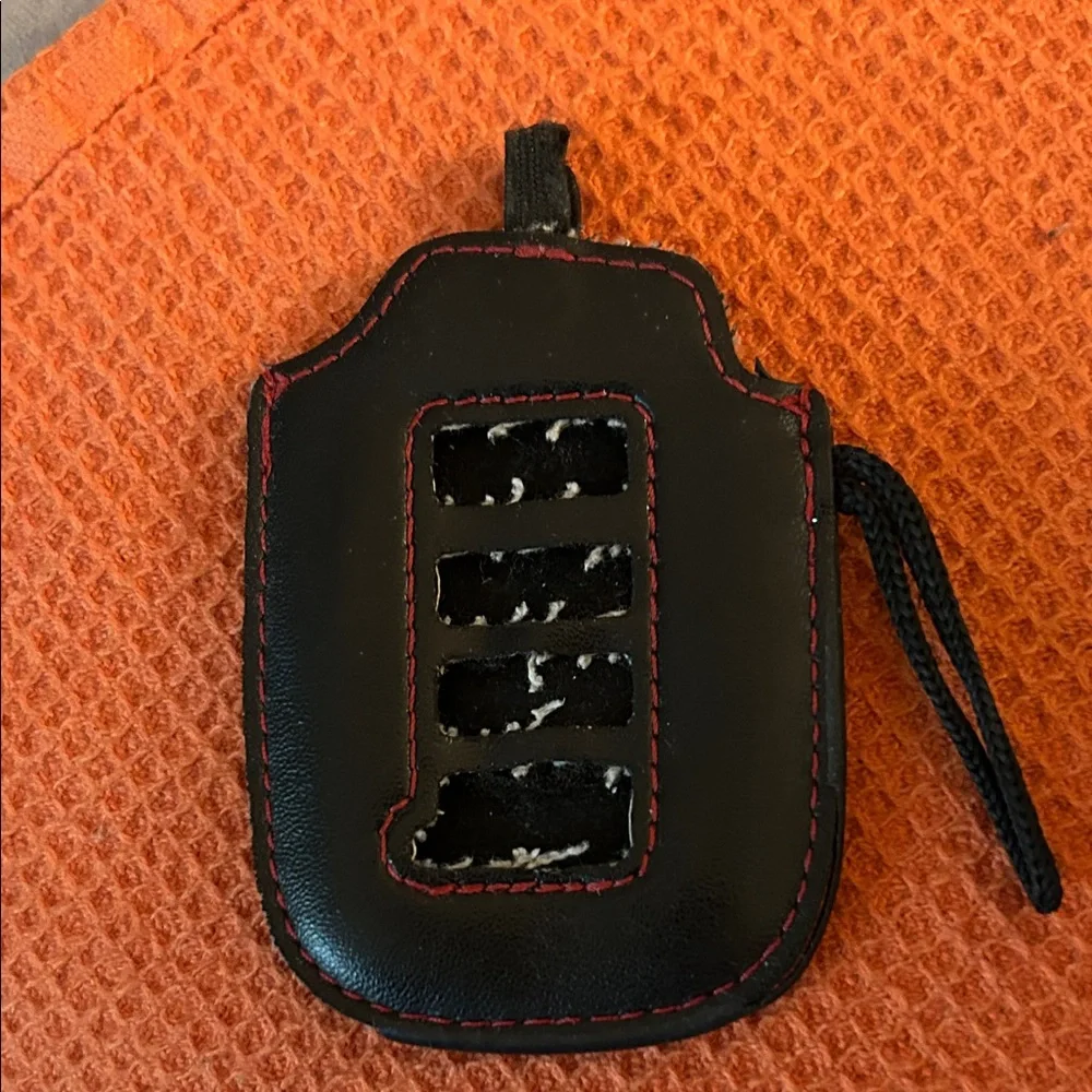 Black and Red Leather Key Fob Cover